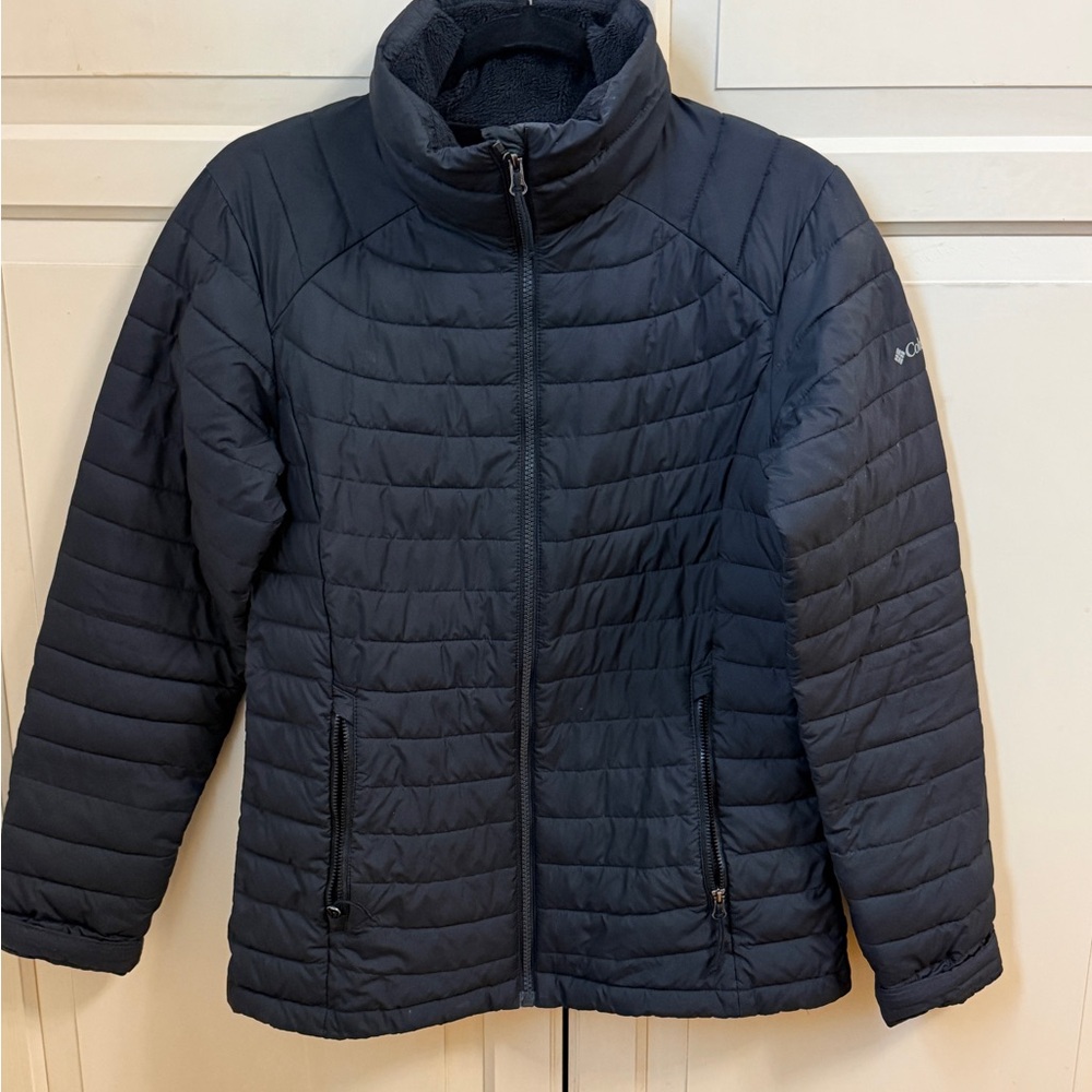 Columbia Black Quilted Jacket with White Logo